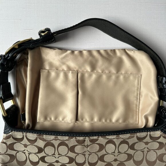 Y2K Coach Bleeker Hobo 11431, Black Tan Signature Canvas Shoulder Bag - Picture 11 of 16